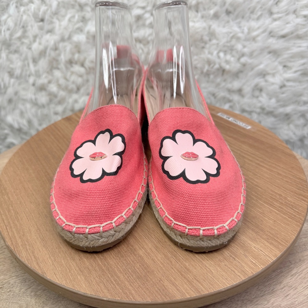Kate Spade Gavyn Pink Peony Lip Floral Espadrille Flats Shoes Women Size 6.5M - Picture 2 of 8